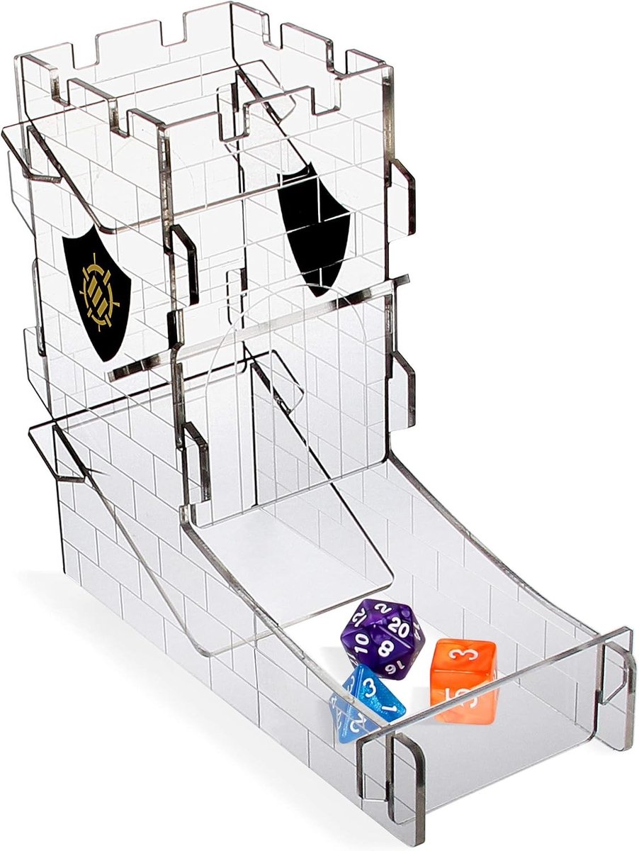 Dobbelbakje en Toren voor RPG-Spellen - Transparant - 6 inch - Draagbare Dobbelstenen Roller met Kasteelontwerp - Voor Game-avonden