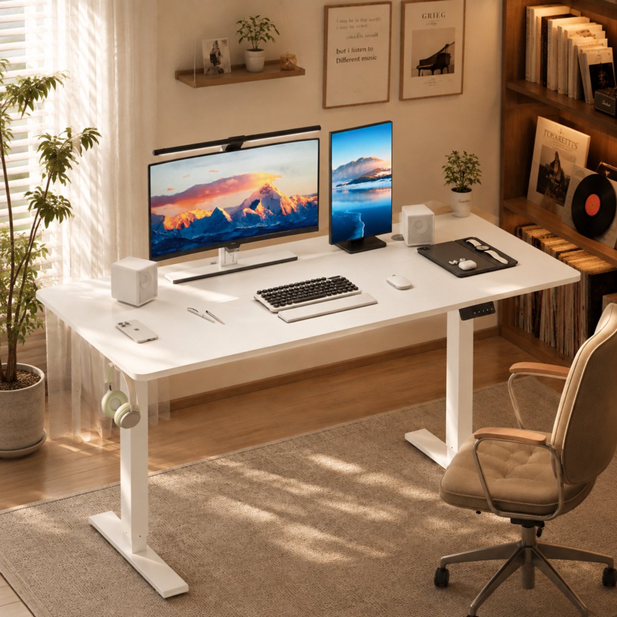 HOMAVO Elektrisch Verstelbaar Bureau 60×110cm- Zit-Sta Bureau met Geheugenfunctie - Anti-Botsingssysteem - Stil Elektrisch Liftsysteem - Hoogte 70-117 cm - Draagvermogen 70 kg