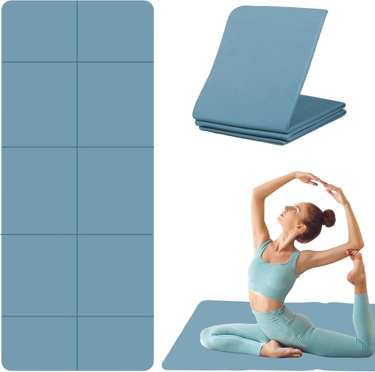 Fitnesmat - Fitnessmat - TPE - 183 x 61 cm - Opvouwbaar en Antislip