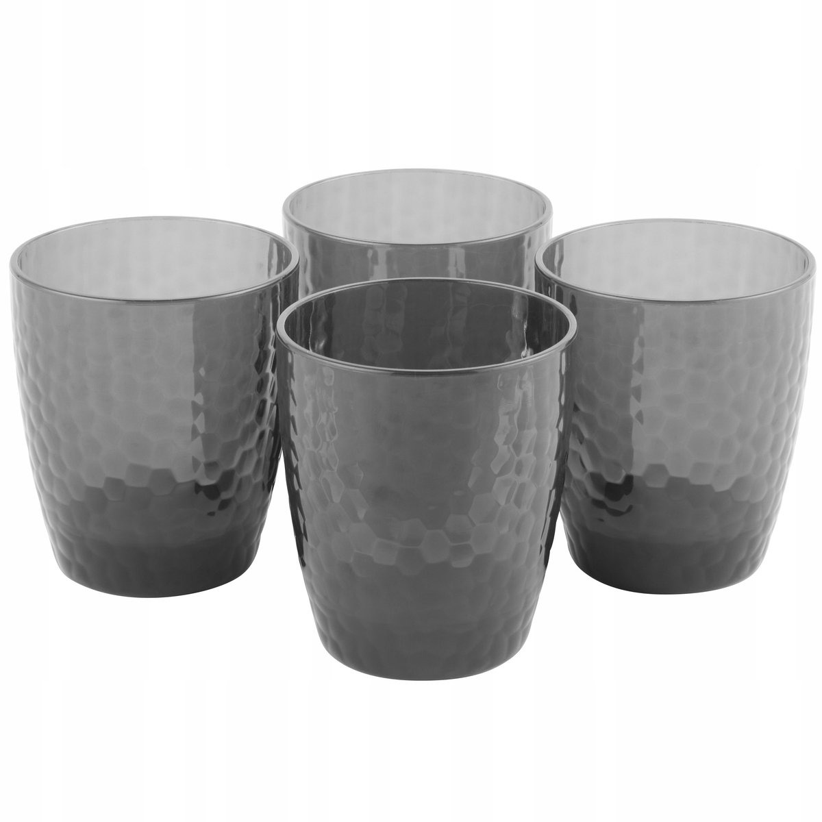 Set van 4 zwarte plastic drinkglazen, 340 ml
