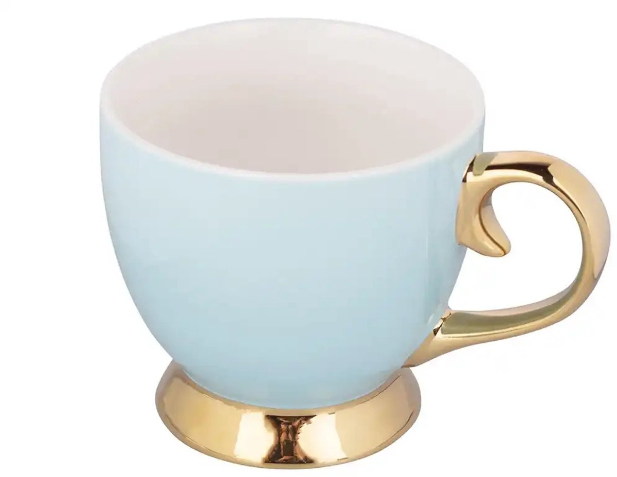 Merkloze Jumbo Kop met Schotel, 400ml, Mintgroen en Goud