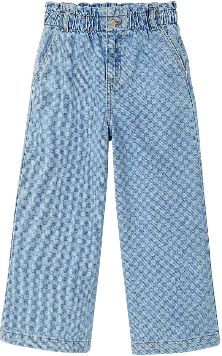 Vertbaudet Wijde jeans in paperbagstijl met bloemmotieven voor meisjes