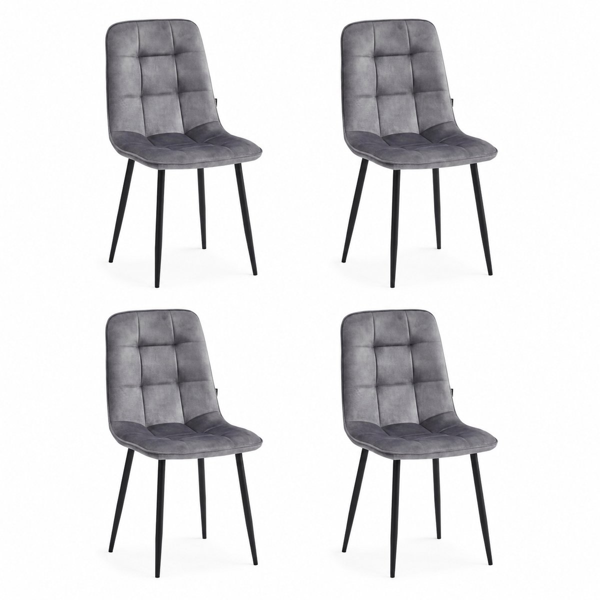 Colenis - Ela Eetkamerstoel - Set Van 4 - Lichtgrijs - Adoré Velvet - Design