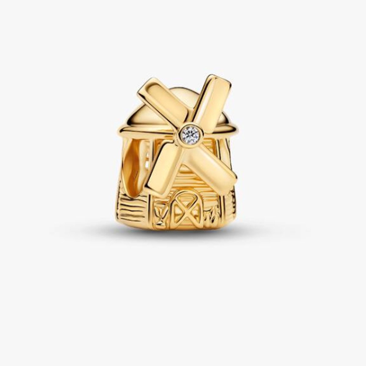 Fler® | Bedel | Past op populaire bedelarmbanden (standaard - 3mm) | Goudkleurige Windmolen Bedel | Hangbedel Charm | 925 sterling zilver | Valentijnsdag Cadeau | Sinterklaas kado | Kerstcadeau | Verjaardagsgeschenk | Vriendschap