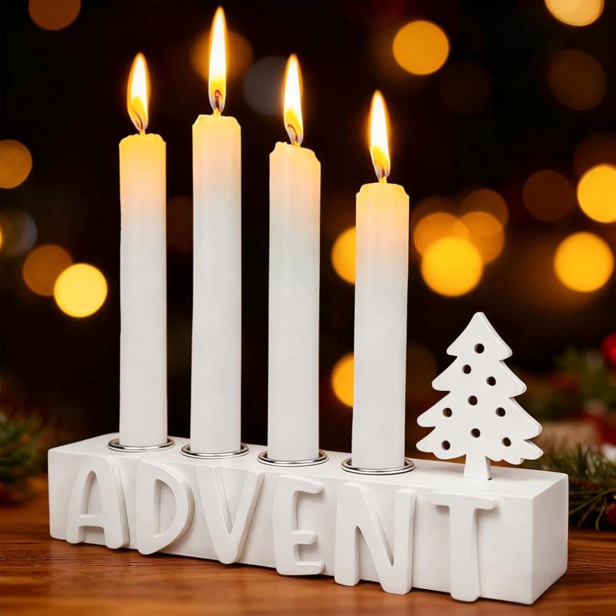 Candle Holder Advent Wreath, Advent Piece, Oblong Advent Candlestick, Wood, Advent Wreath, Modern, Advent Candle Tray - ShopVlot