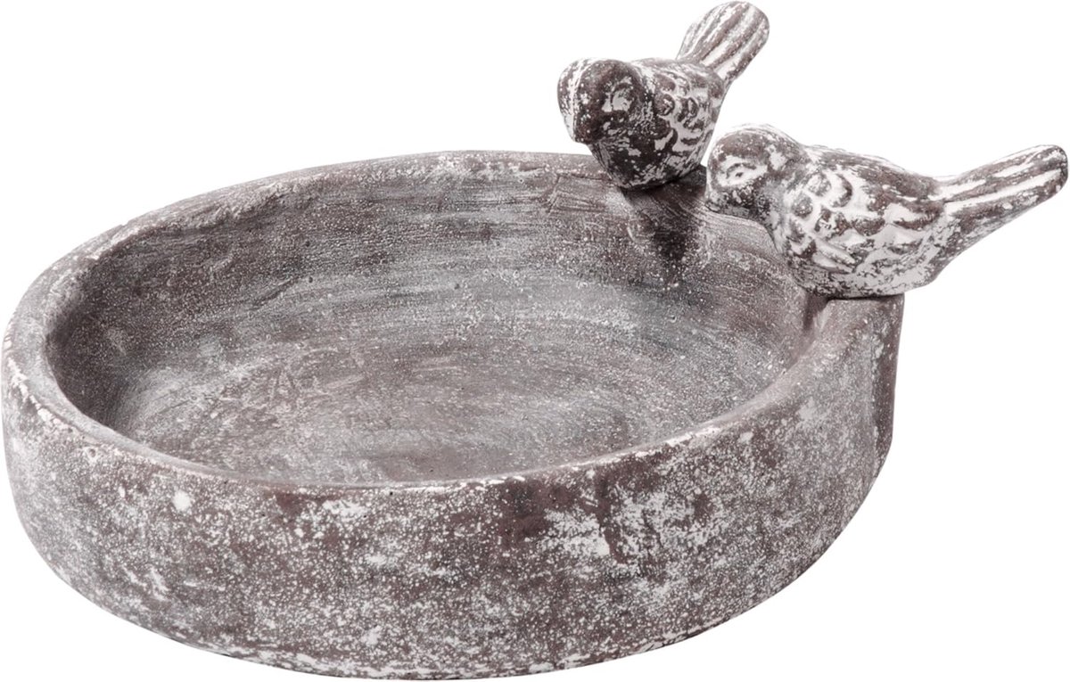 Vogelbad Ø 18 cm - cement - grijs - ideaal waterbad voor tuin - ShopVlot