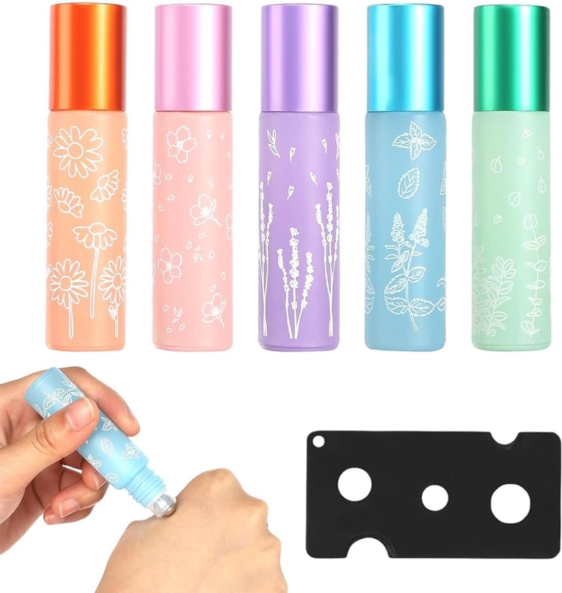 Roll-on flessen 10ml - glazen rollerflessen - set van 5 - ideaal voor essentiële oliën en parfums - ShopVlot