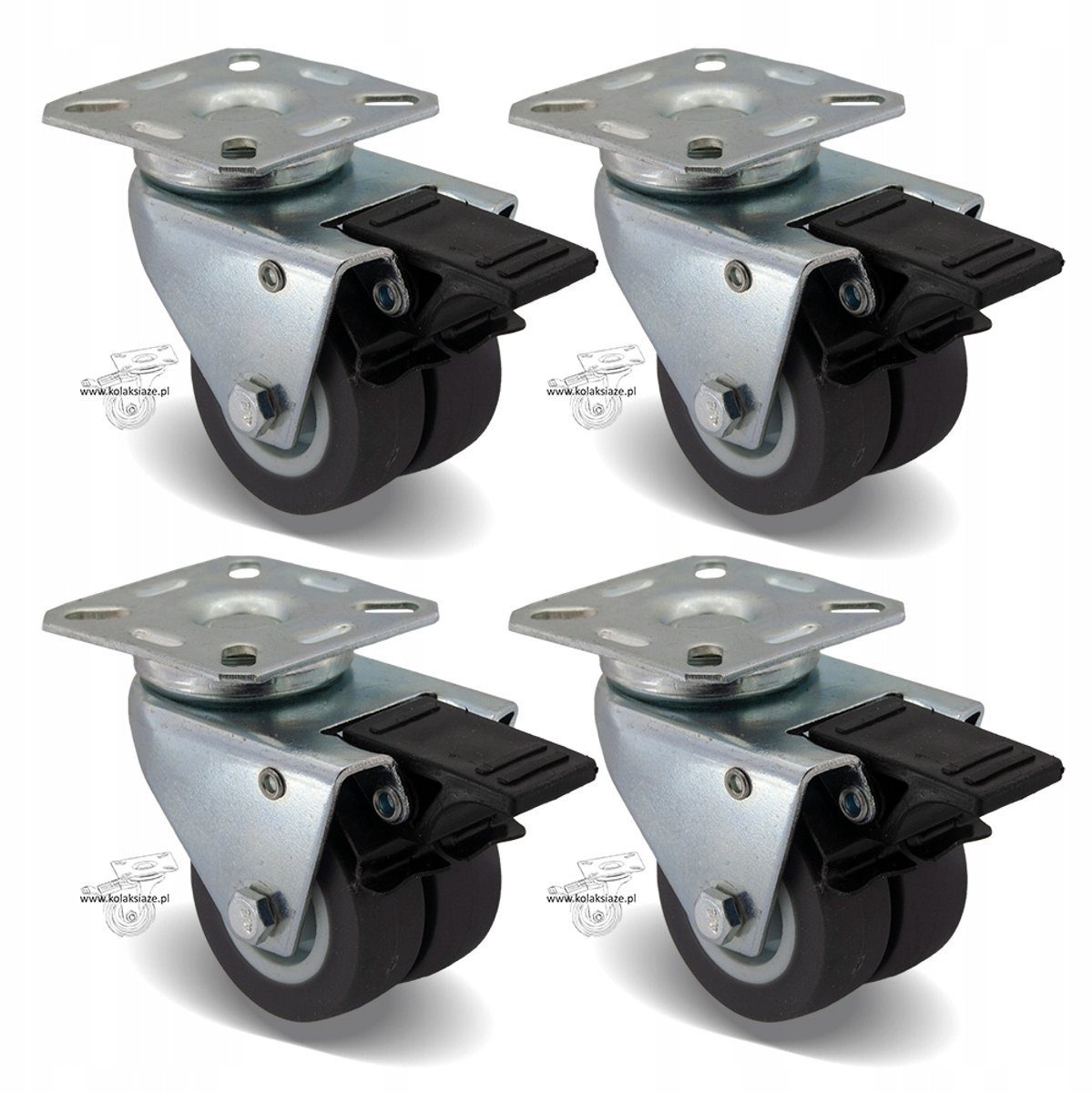 Set van 4 zwenkwielen 50mm voor kasten en rekken
