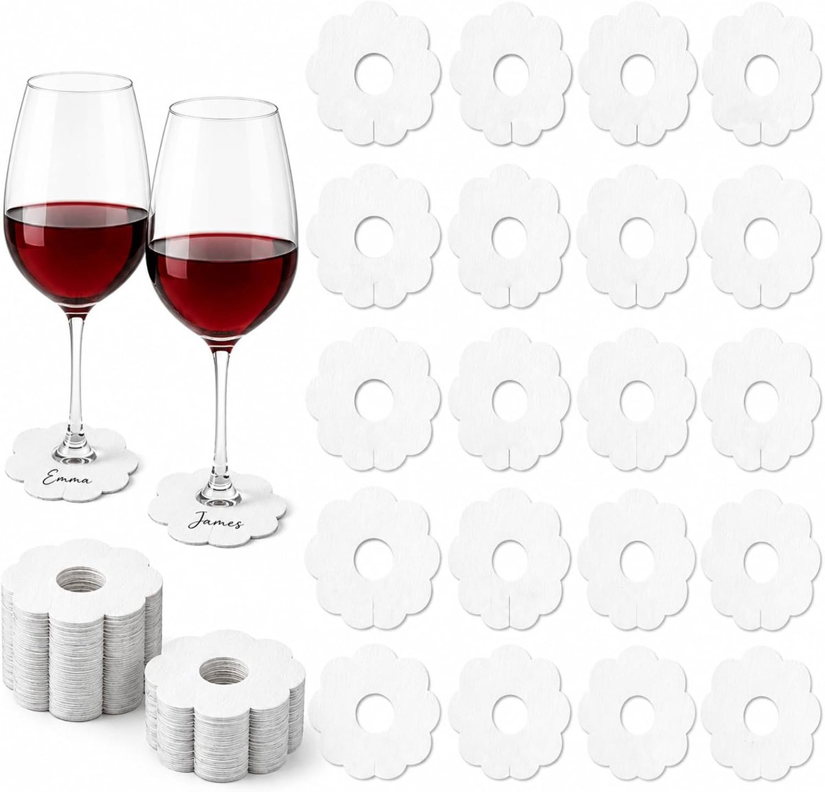 Glasmarkers 50 stuks wit - hoogwaardige schrijfkaarten voor wijnglazen - nauwkeurig schrijven zonder vlekken - ShopVlot