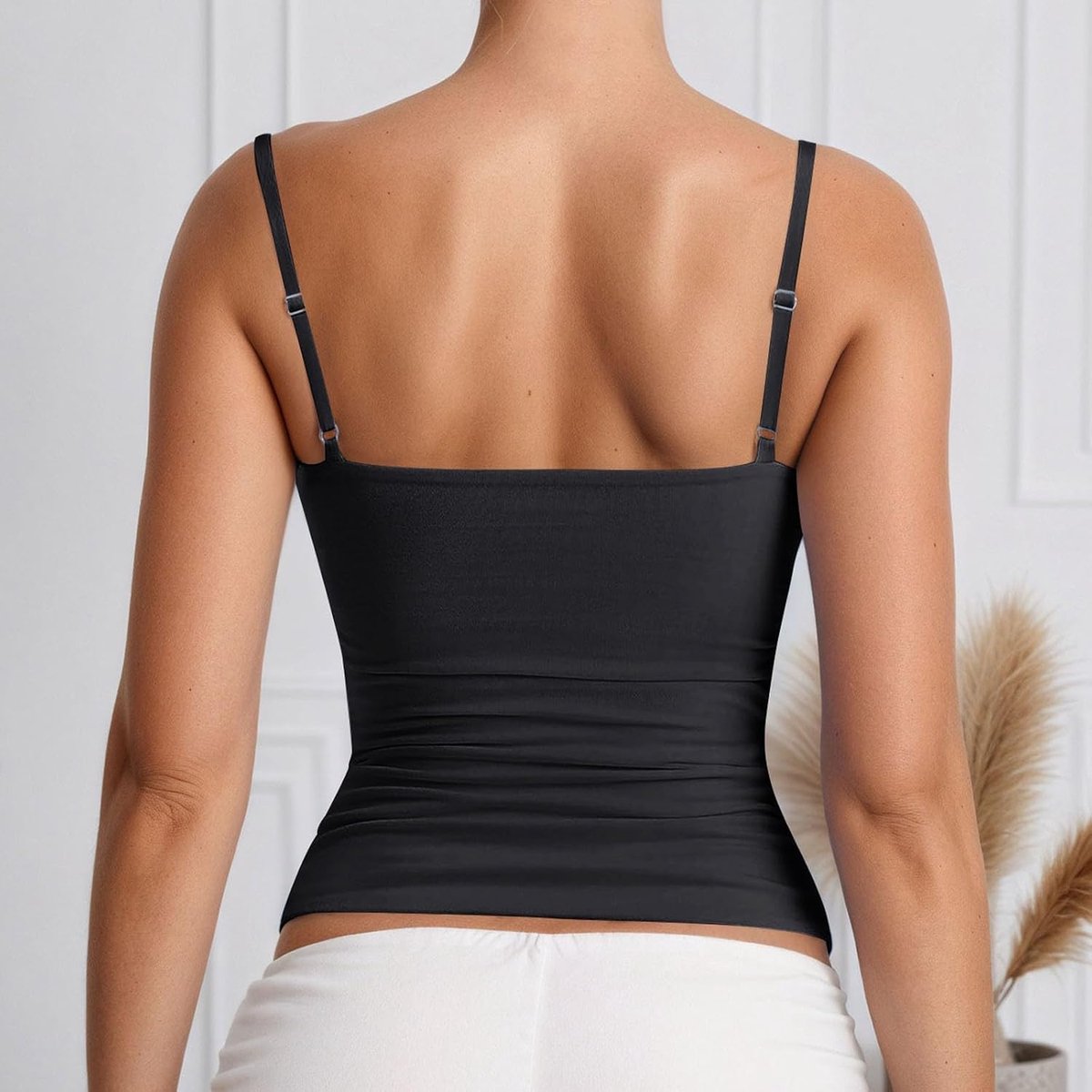 Dames Basis Tanktop - Dubbel Gelaagde Hals - Verstelbaar - Ideaal voor Zomer - ShopVlot