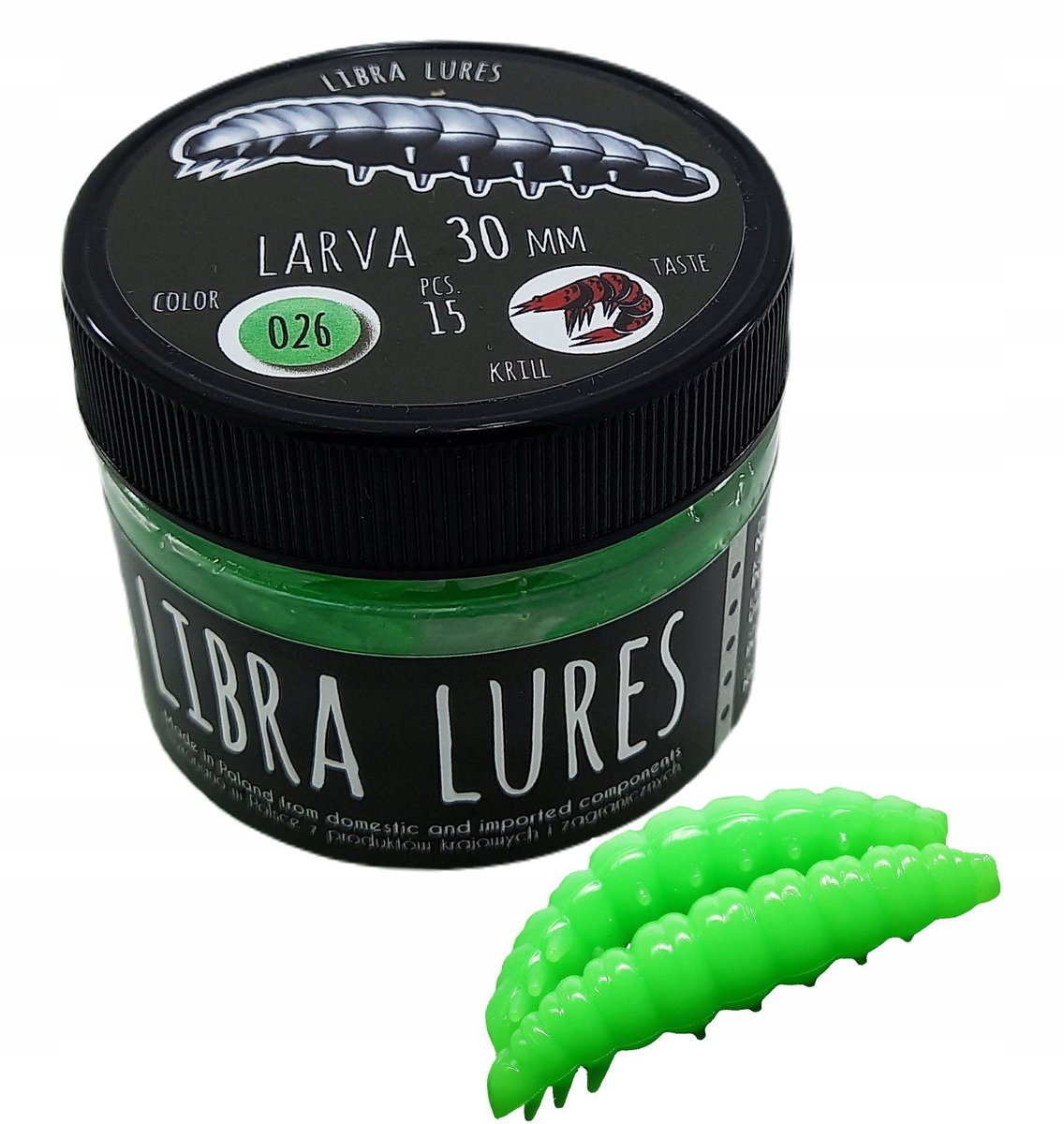Libra Lures Larva 026 Hot Green Kryl 3.5cm - Zonder Verpakking