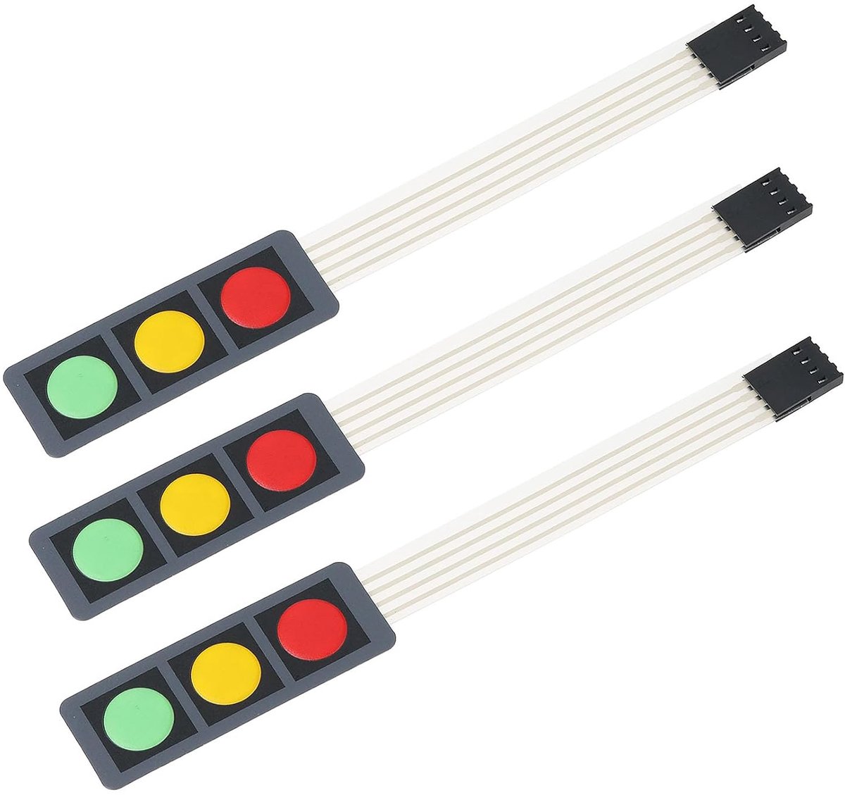 Membranaanschakelaar 3 stuk 57x20mm - metaal en kunststof - compatibel met Arduino en Raspberry Pi - ShopVlot