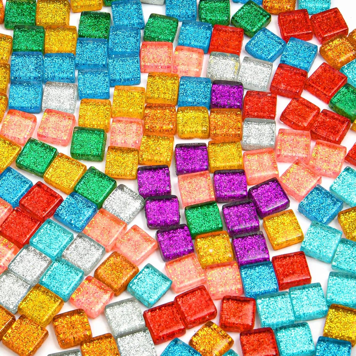 Mosaic tegels vierkant - gemengde kleuren glas - glinsterende steentjes - perfect voor creatieve DIY-projecten - ShopVlot