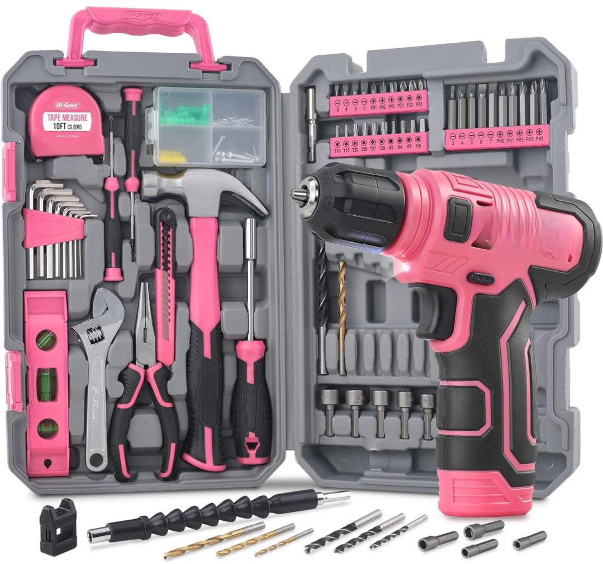 JCP® Accuboormachine - Accu boormachine met Accu - Boormachine - Roze - 26cm x 24cm x 10cm