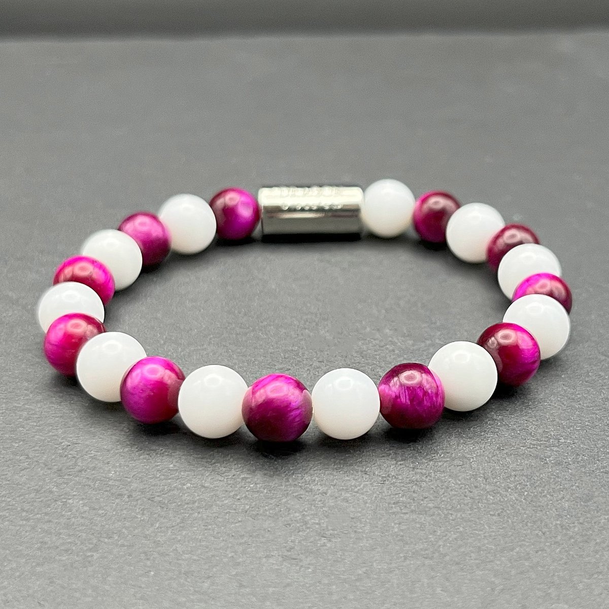 Dragon Bracelets® - Dames Armband - Essentials Raspberry Ivory - Roze - Wit - Natuurstenen