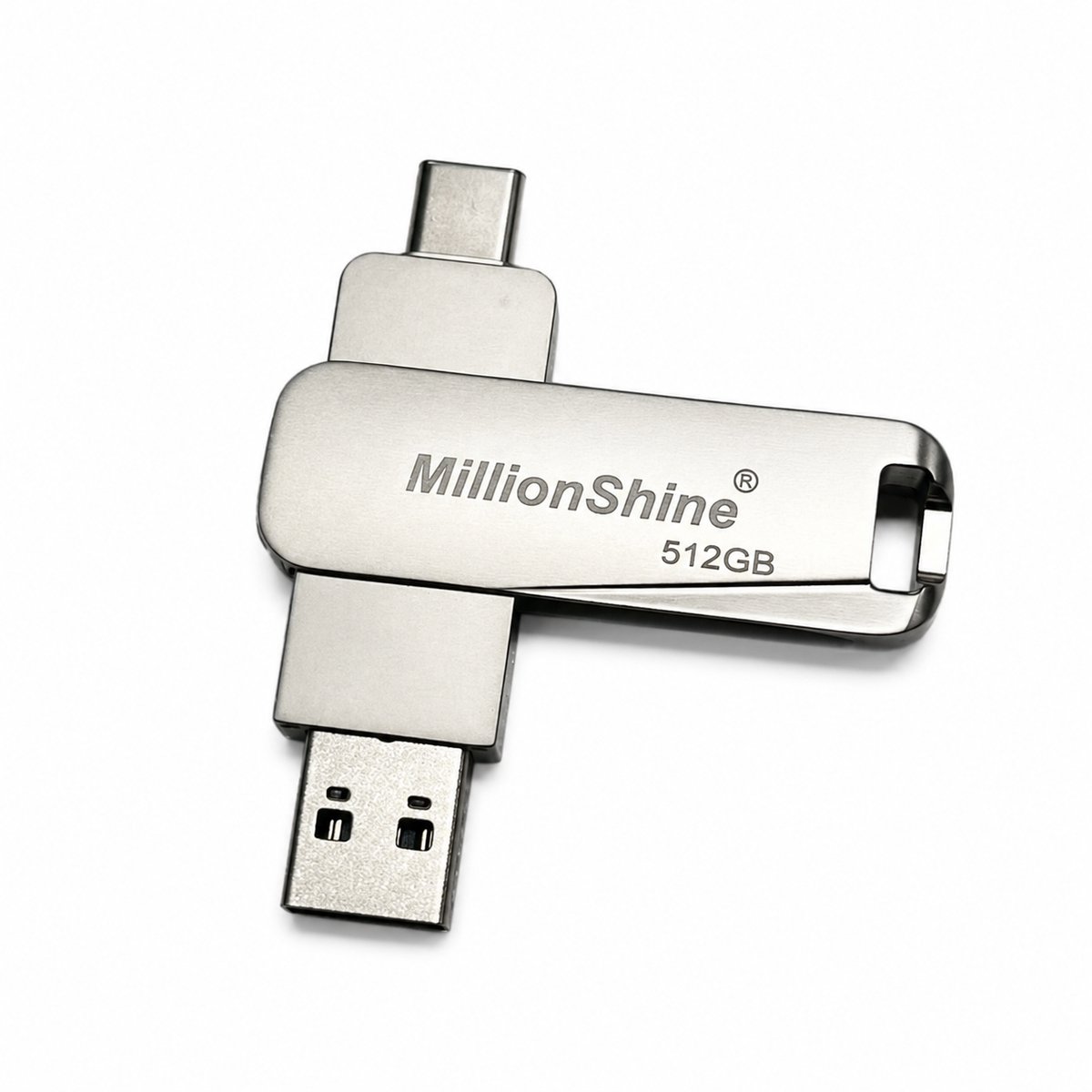 MillionShine 2-in-1 USB-A & USB-C Stick - 512 GB - Luxe Design - 400Mbps - USB Stick Geschikt voor Android, Samsung, iPhone 15/16 (Pro) 17, Windows en macOS