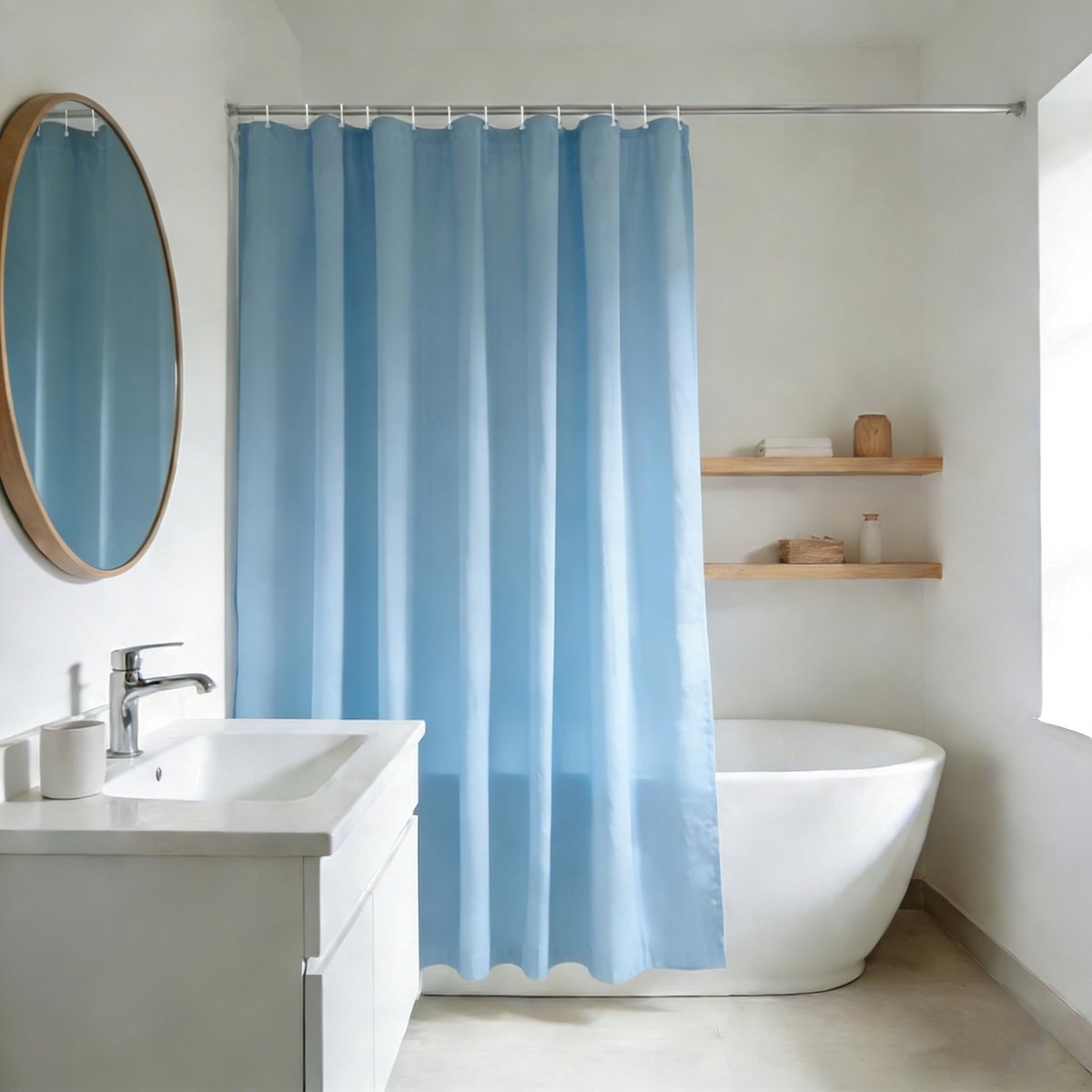 YISURE Douchegordijn, blauw, textiel, machinewasbaar, met metalen ogen, 180 x 220 cm (b x h) - ShopVlot
