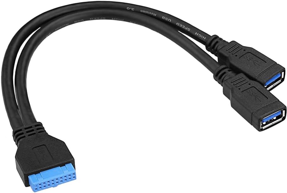Y-kabel USB 3.0 20-pins - vrouwelijke connectoren - 20 cm lengte - verbinding voor meerdere USB-poorten - ShopVlot