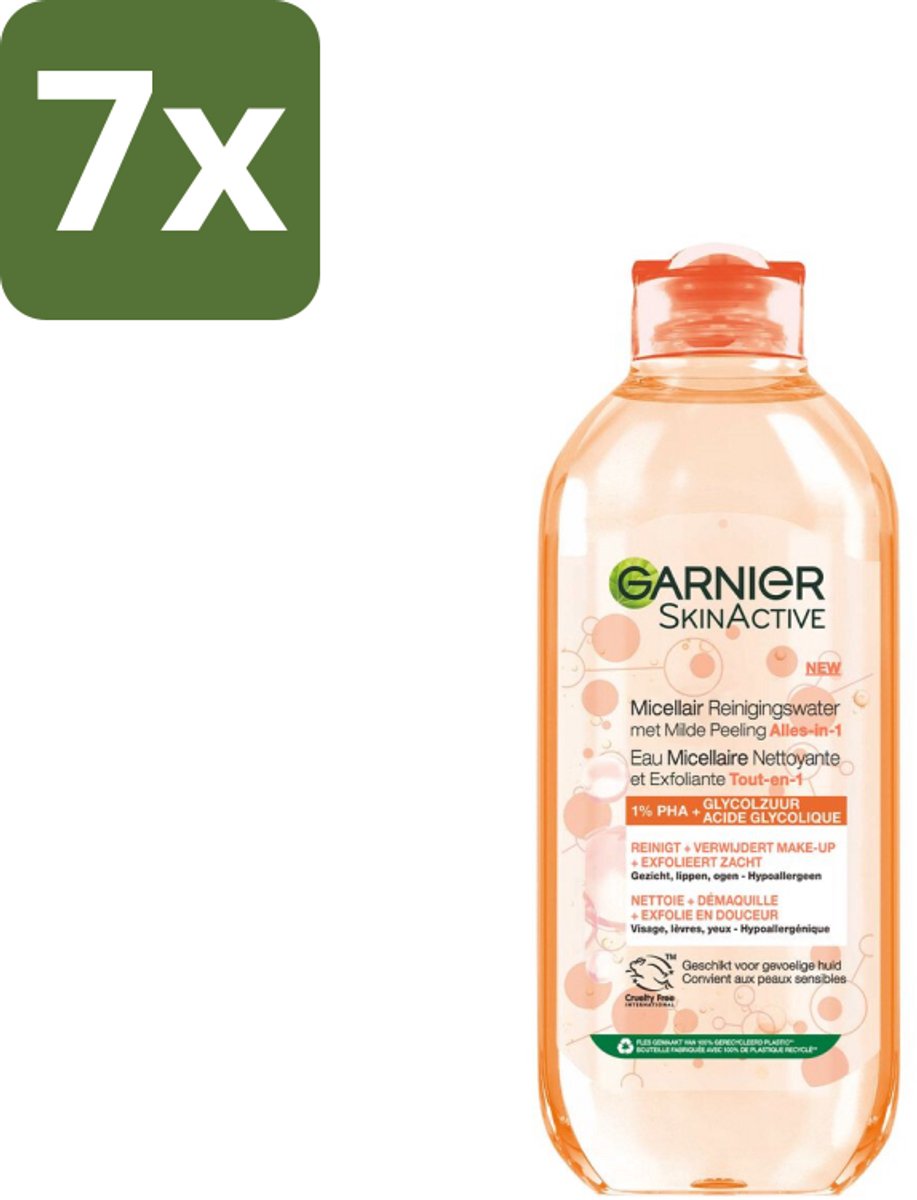 Garnier - SkinActive - Micellair Reinigingswater - Milde Peeling - Alles-in-1 - 400 ml - Bulkverpakking - 7 stuks