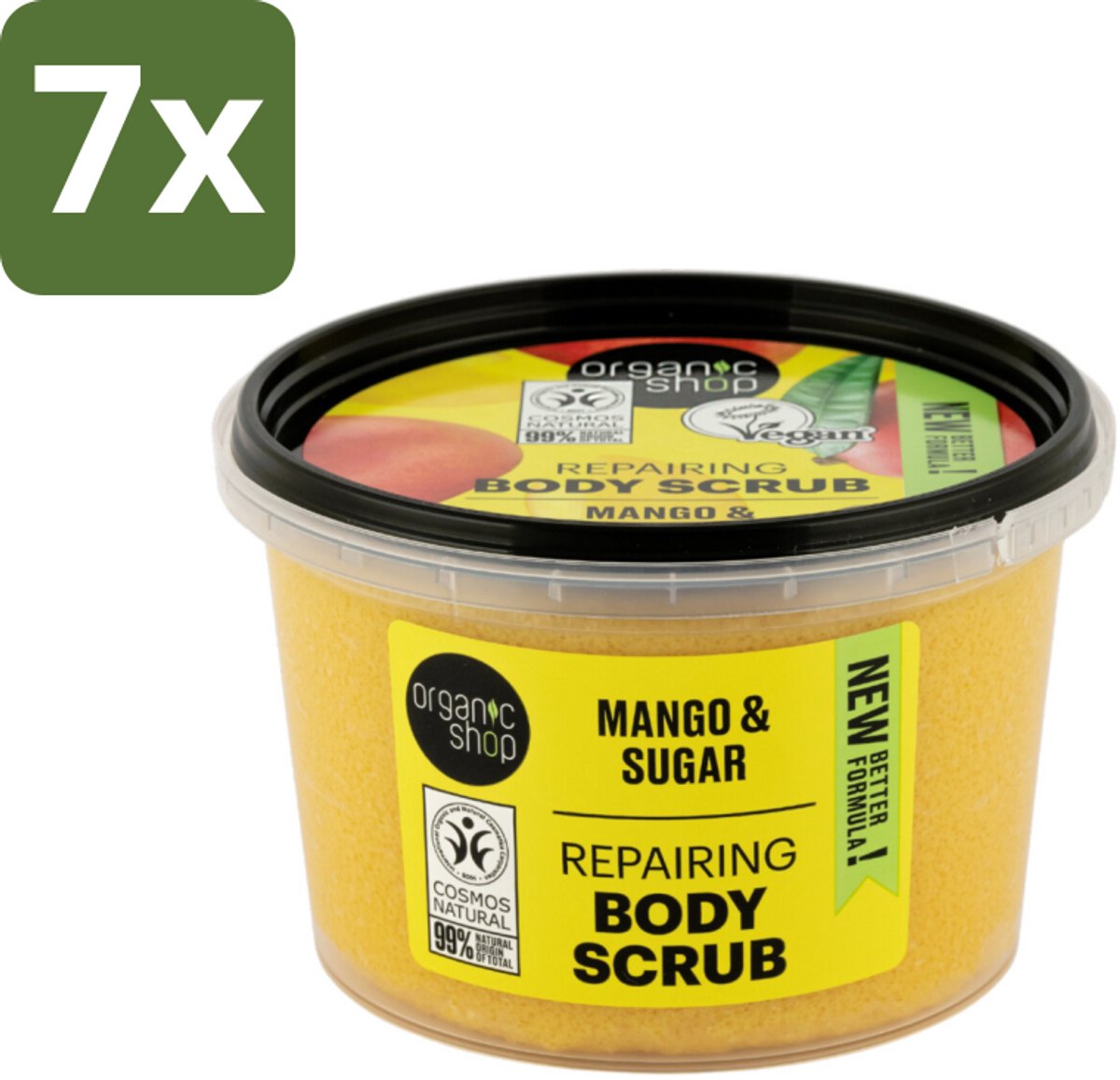 Organic Shop - Organic Mango & Sugar Body Scrub - Peeling en Geur - 250 ml - Bulkverpakking - 7 stuks