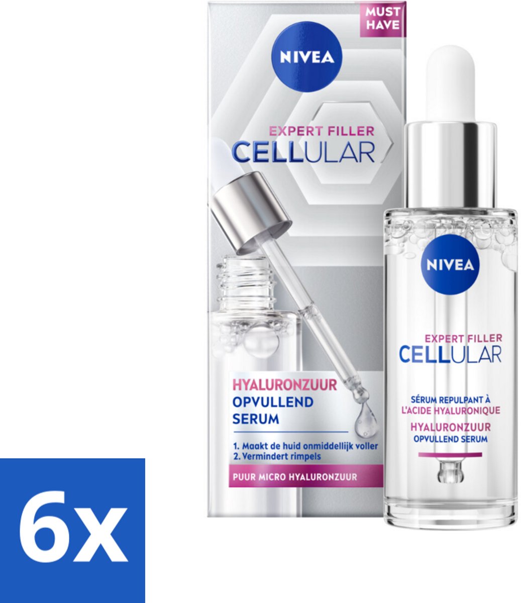 Nivea - Cellular - Expert Filler Hyaluronzuur Serum - Rimpelvullend en Hydraterend - 30 ml - Voordeelverpakking - 6 stuks