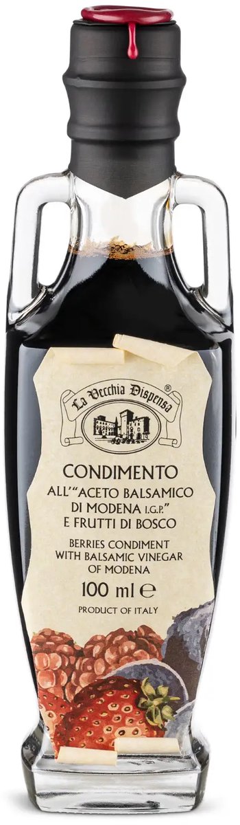 La Vecchia Dispensa - Bessencondiment – Balsamicoazijn uit Modena IGP – Aardbei & Blauwe Bes – Fruitig Zoetzuur – Voor Kaas, Desserts & Fruit