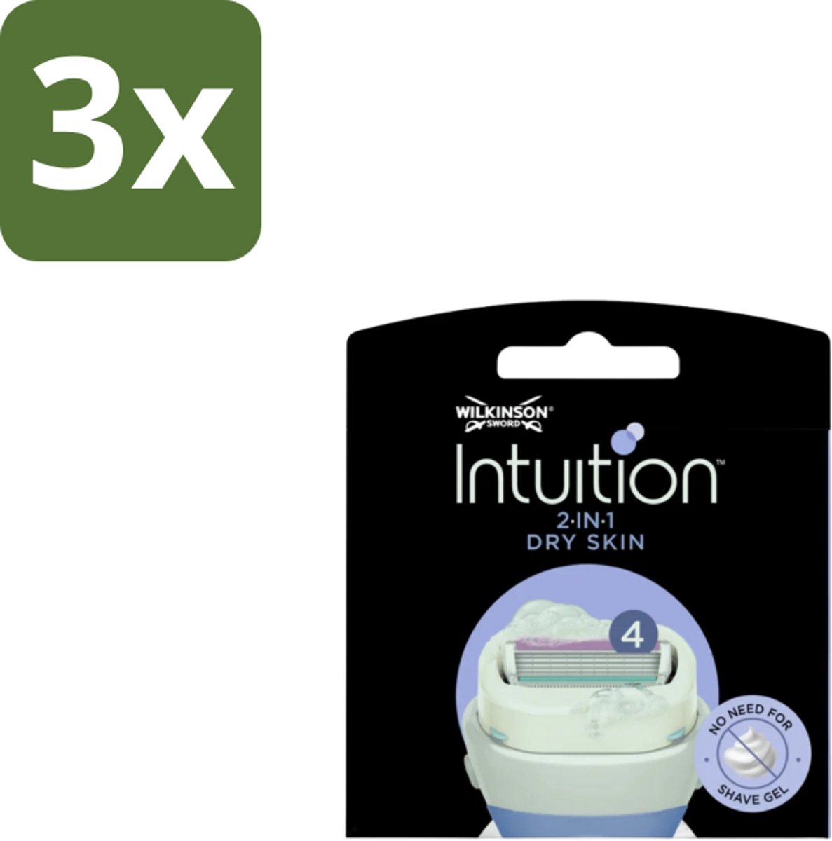 Wilkinson Sword - Navulmesjes - Intuition Mesjes Dry Skin - Verzachtend - 3 mesjes - Bulkverpakking - 3 stuks