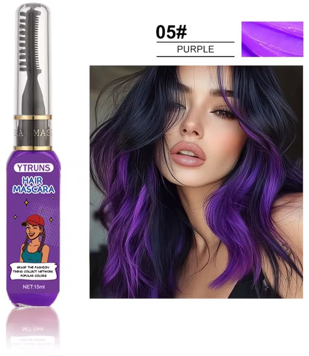 Tijdelijke Haarmascara 05 Purple – Uitwasbare Haarkleur voor Highlights & Styling