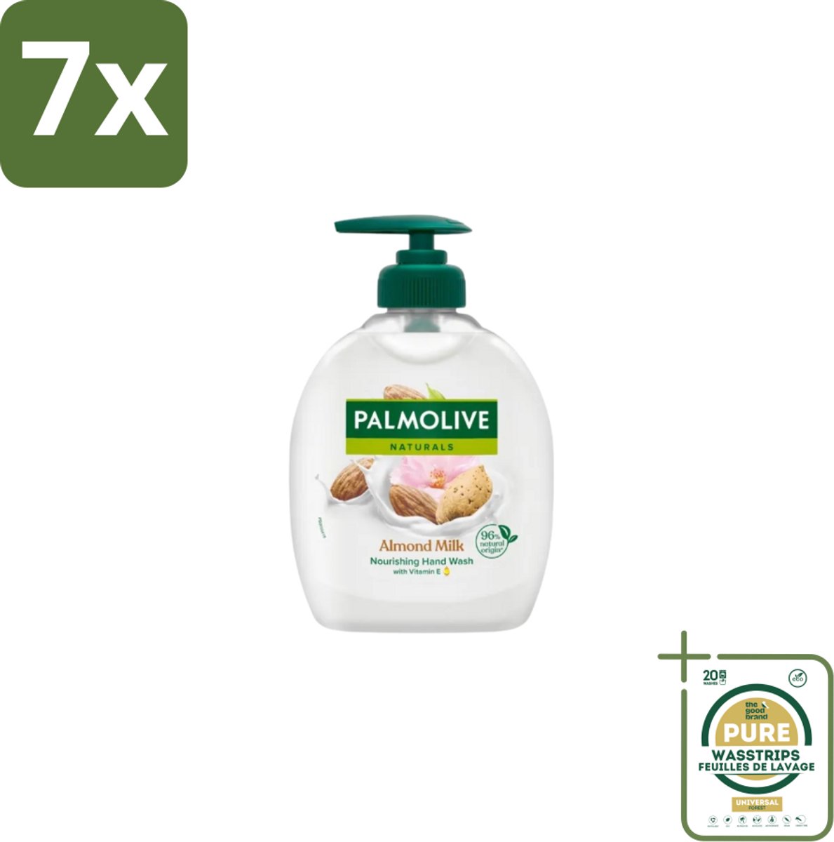 7 x Palmolive - Amandelmelk - Handzeep Met Pomp - Milde Reiniging - 300 ml - Grootverpakking - Handzeep - Amandelmelk - Natuurlijke Handzeep - Milde Reiniging - Handen Verzorgen