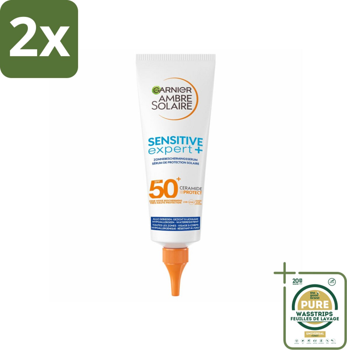 Garnier - Ambre Solaire - Zonnebrandserum - Sensitive Expert - SPF 50+ - 125 ml - Voordeelverpakking - 2 stuks - Gevoelige huid - SPF 50+