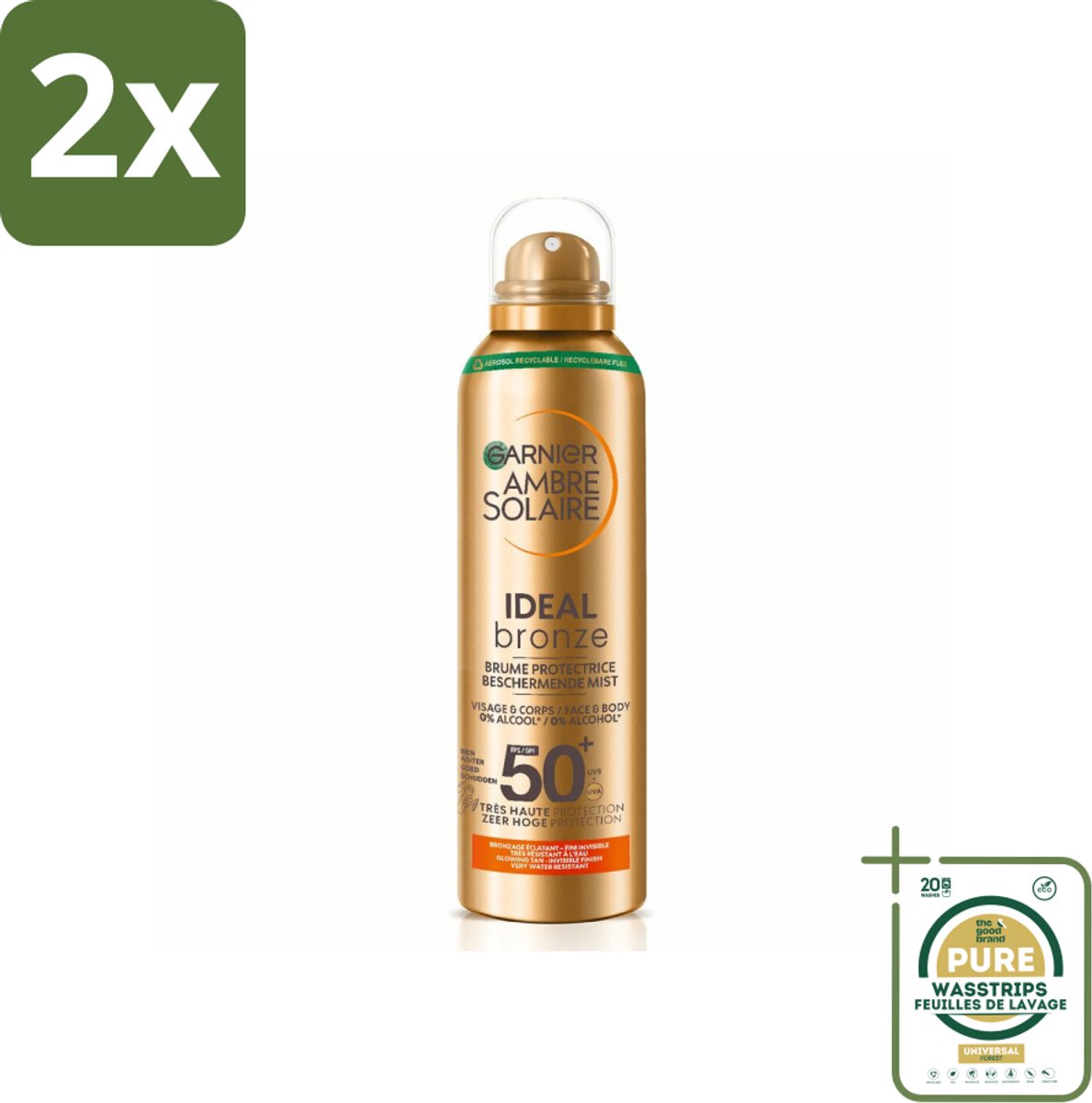 Garnier - Ambre Solaire - Beschermende Mist - Ideal Bronze - SPF 50+ - 150 ml - Voordeelverpakking - 2 stuks - SPF 50 - Ambre Solaire