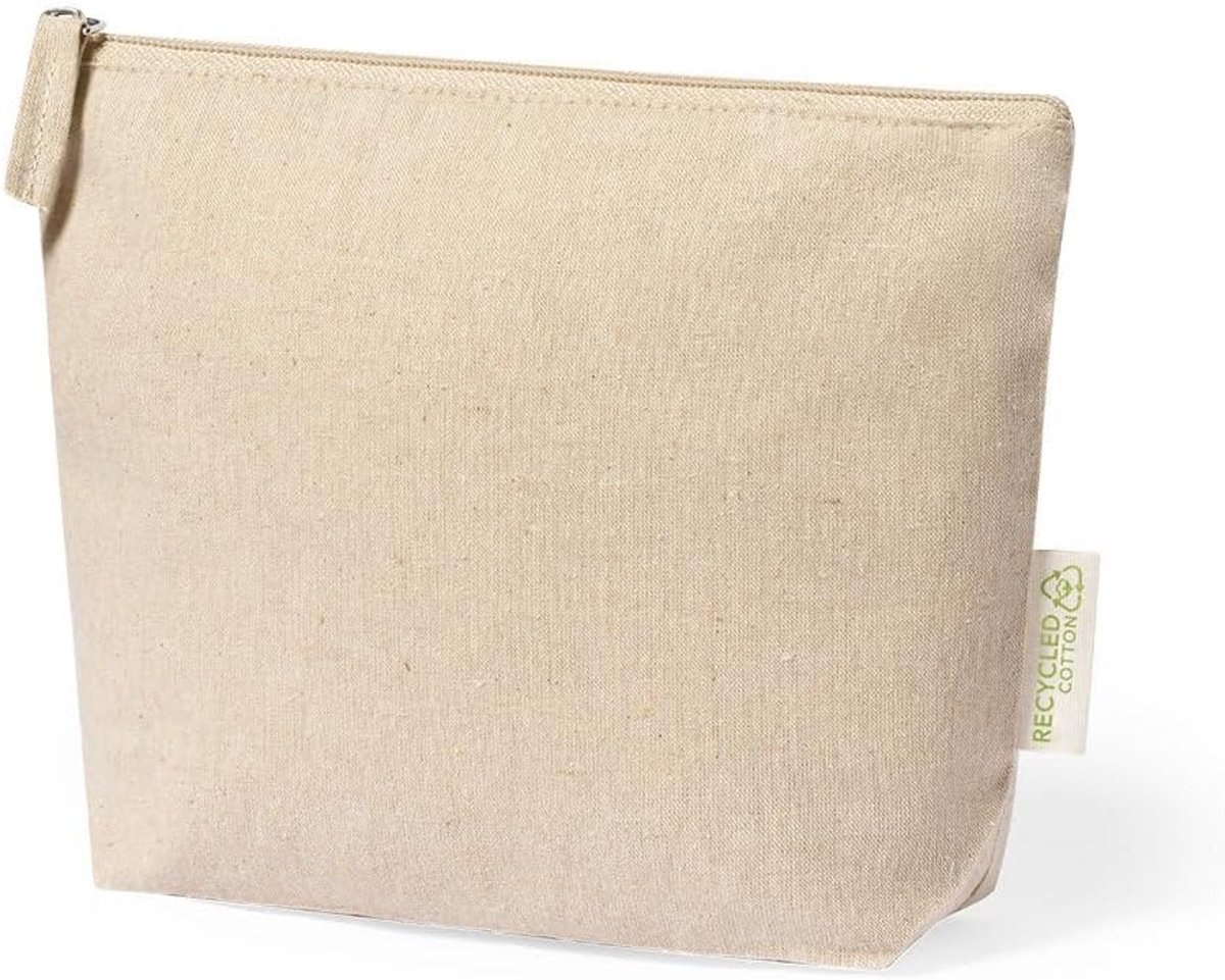 Toilettas 100% gerecycled katoen - minimalistisch design - ritssluiting met handgreep - ideaal voor reizen - ShopVlot