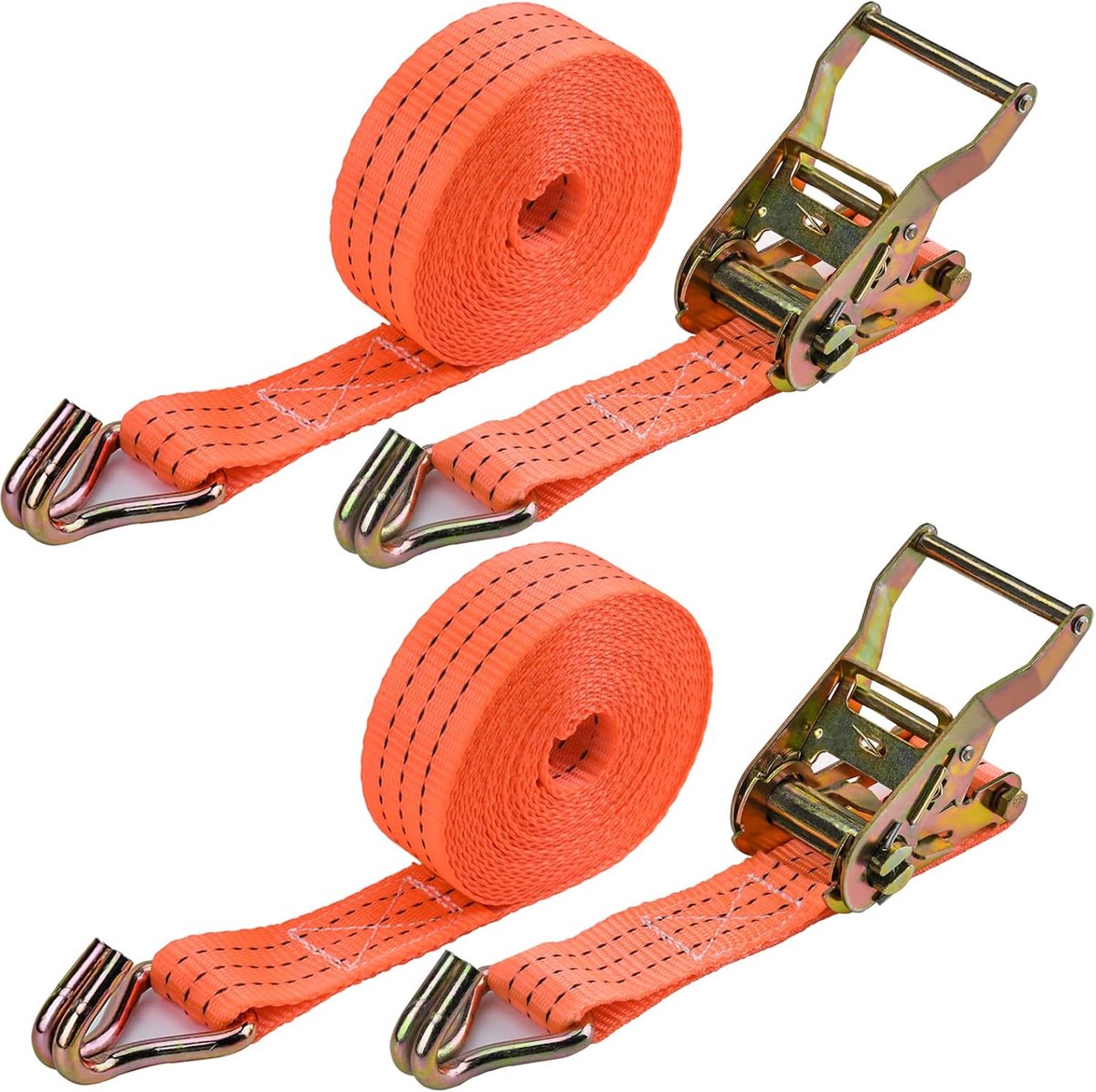 Lashing Straps with Ratchet, 2 x 2000 kg, 5 m Lashing Strap, Lashing Straps for Attaching, Orange, Lashing Straps - ShopVlot