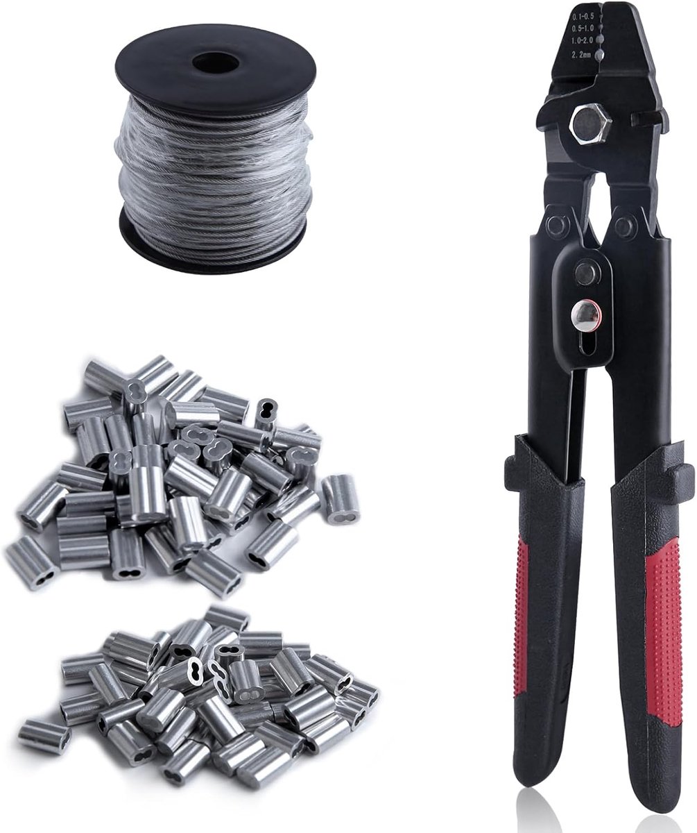 102PCS Wire Cable Crimping Pliers Kit Ferrule Crimping Tool Kit Fishing Crimping Pliers with Crimping Pliers and 165FT - ShopVlot
