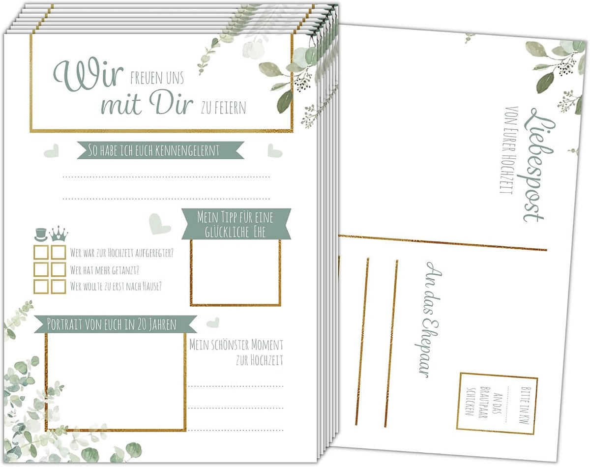 Postcard game wedding, 52 postcards wedding, wedding game for guests, alternative guest book for wedding, 52 weeks - ShopVlot