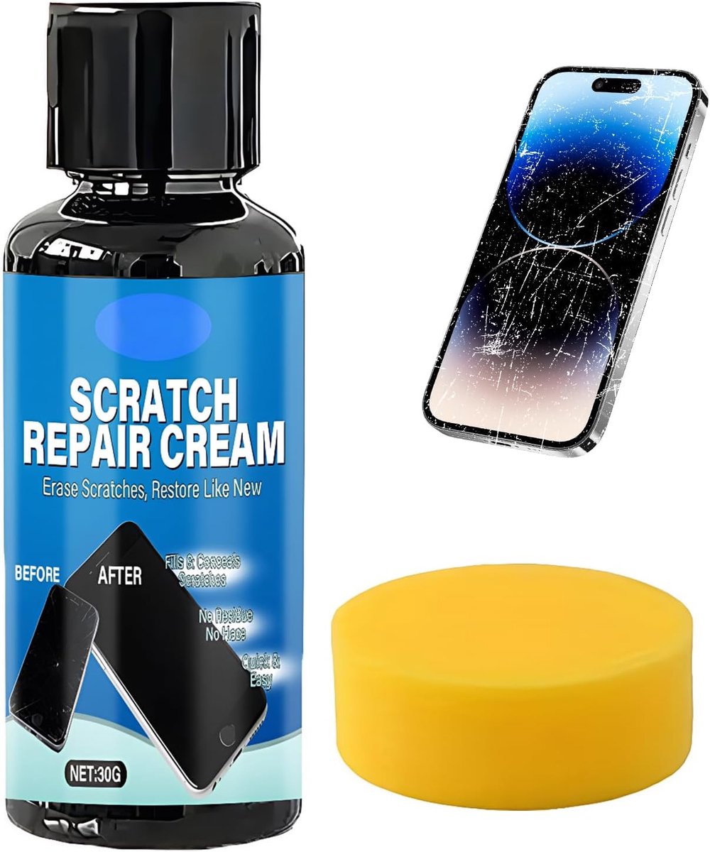Krasverwijderaar voor telefoonscherm, 100 g, krasverwijderaar, spons inbegrepen - ShopVlot