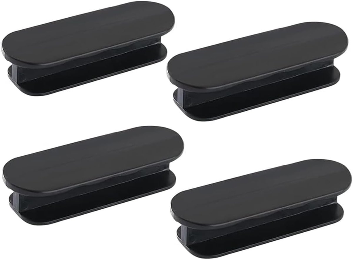 Schuifdeurgrepen ovaal 3,2 x 9 x 2 cm - zelfklevend - zwart - ideaal voor glazen deuren en ramen - ShopVlot