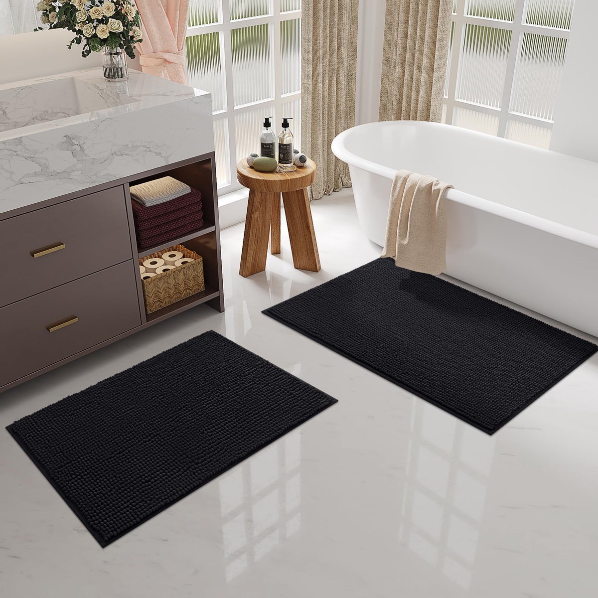 Badmat 50 x 80 cm - Chenille - Antislip - Zacht en absorberend - ShopVlot