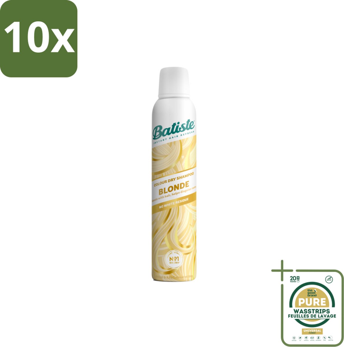 10 x Batiste - Hint of Colour Light Blond - Droogshampoo - Verfrist en Verlevendigt Lichtblond Haar - 200ml - Grootverpakking - Droogshampoo - Lichtblond Haar - Kleurcorrectie - Uitgroei Camoufleren - Fris Haar