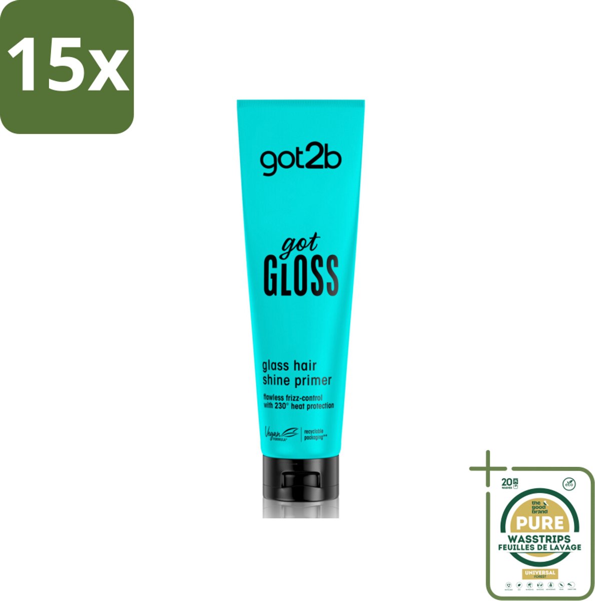 15 x Got2B - Haarprimer - Got Gloss - 150 ml - Grootverpakking - Haarprimer - Glans - Pluiscontrole - Hittebescherming - Haarstyling