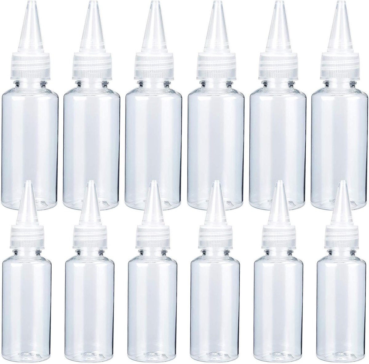 12 stuks transparante knijpflesjes voor kruiden - plastic doseerflessen geschikt voor thuis en restaurant gebruik voor ketchup mosterd BBQ saus chilisaus en olijfolie (30ML-60ML)