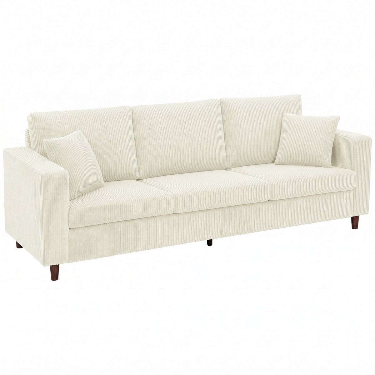 HOMCOM 3-zitsbank - Corduroy (100% polyester) - 225 x 80 x 79 cm - Crème