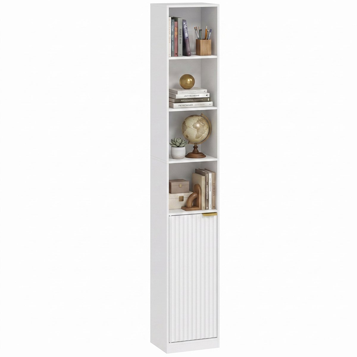HOMCOM Boekenkast - MDF - 30 x 24 x 182 cm - Wit Houtnerf