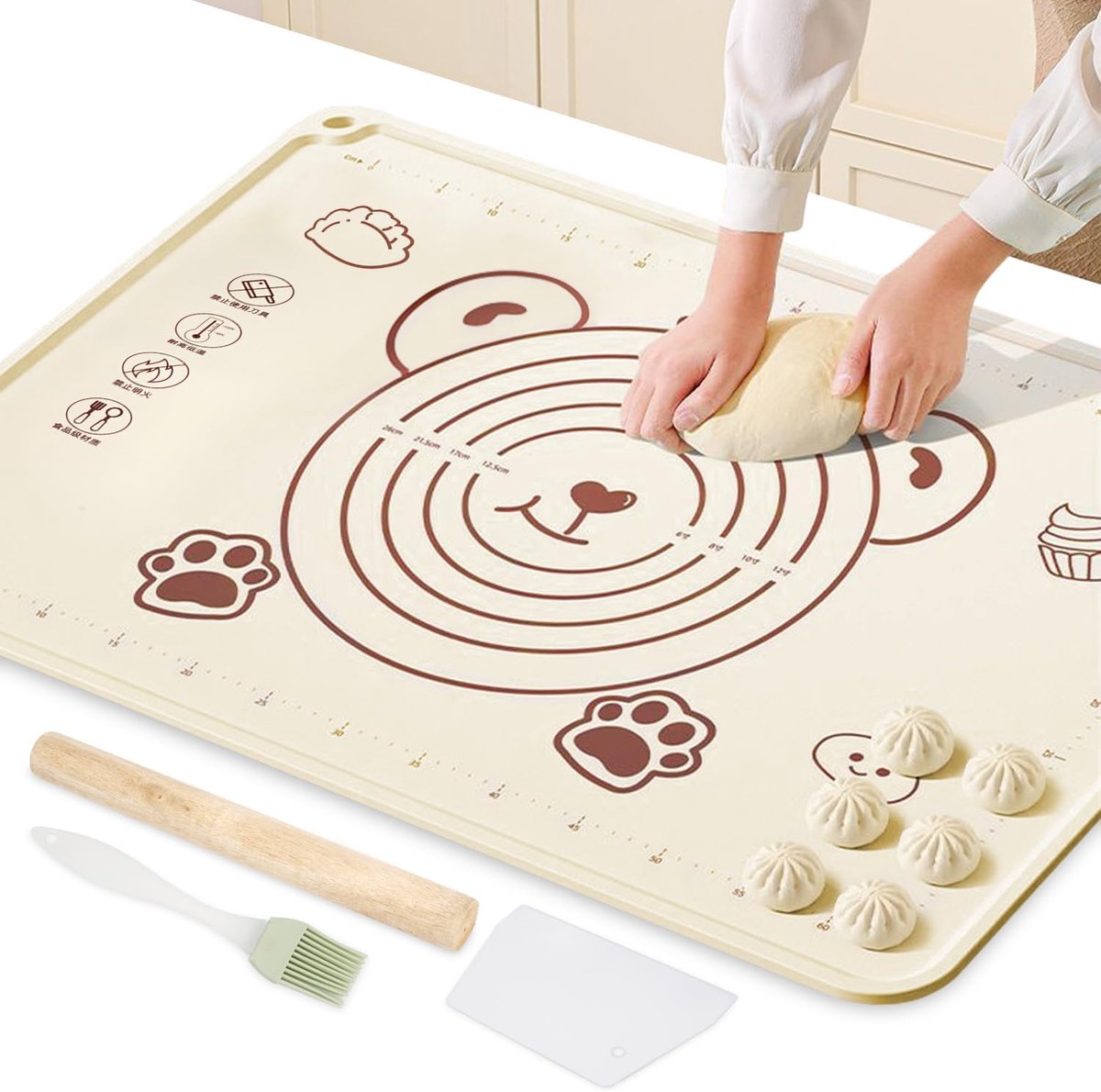 Grote Siliconen Bakmat 70x50 cm - Antislip Deegmat met Maatverdeling - Hittebestendige Uitrolmat voor Pizza en Gebak - Herbruikbare Anti-aanbak Onderlegger voor Keuken