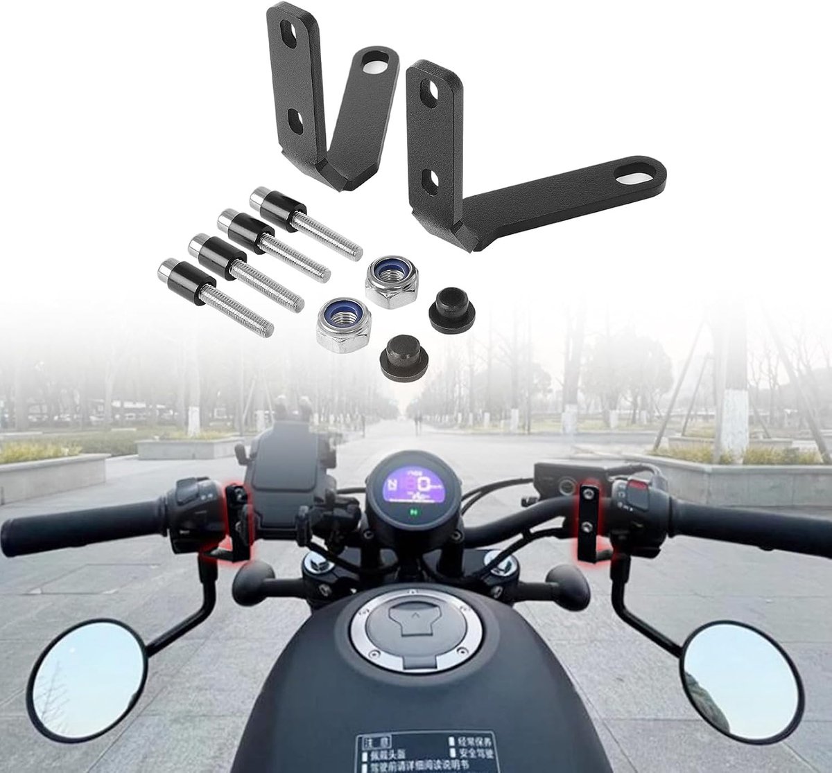 Achteruitkijkspiegelhouder voor Rebel CMX500, CMX300, CMX250, 2017, 2018, 2019, 2020, 2021, 2022, 2023, 2024 - ShopVlot