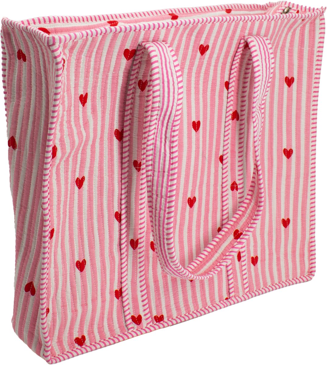 StarGems - Tote bag - Katoen - Rits - Roze hartjes