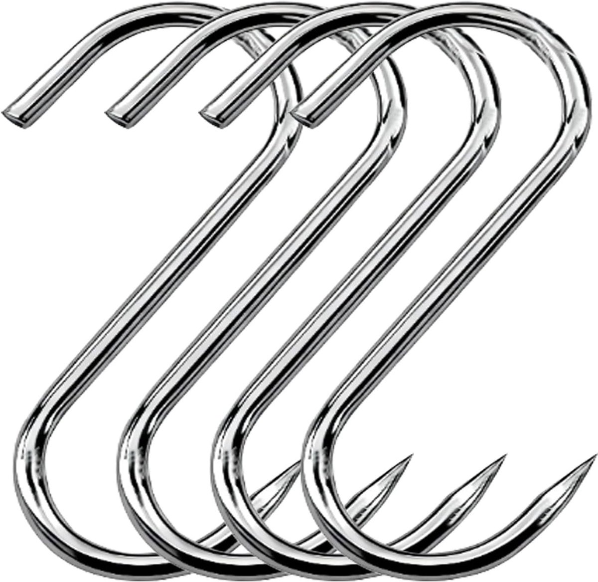 S-haak vleeshaken 220 mm x 10 mm - roestvrij staal - puntig uiteinde - ideaal voor slagers - ShopVlot