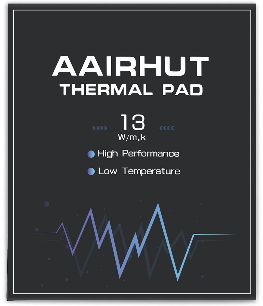 Aairhut Thermal Pad 13W/mK [0.5~3mm], 120x120x2.5mm Silicone Cooling Pad, Non-Conductive Heat Resistance, Extreme - ShopVlot