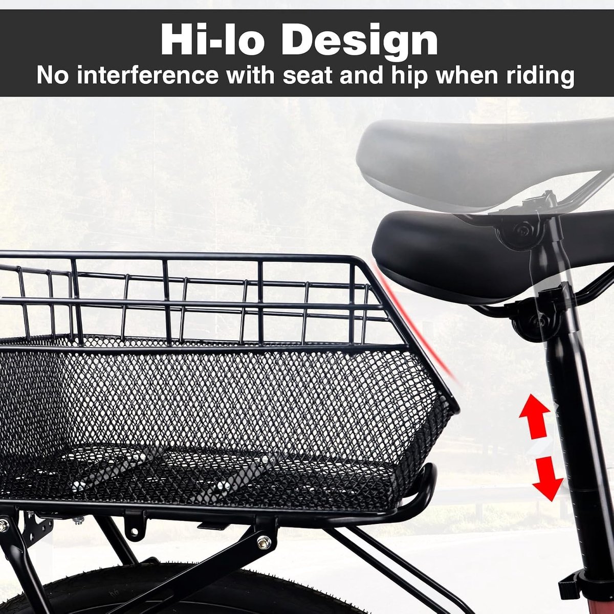 Fietsmand Achter - Zwart - 36,8 x 29,7 x 17 cm - Robuuste Bagagemand met Waterdichte Afdekking - Voor Fiets en E-bike