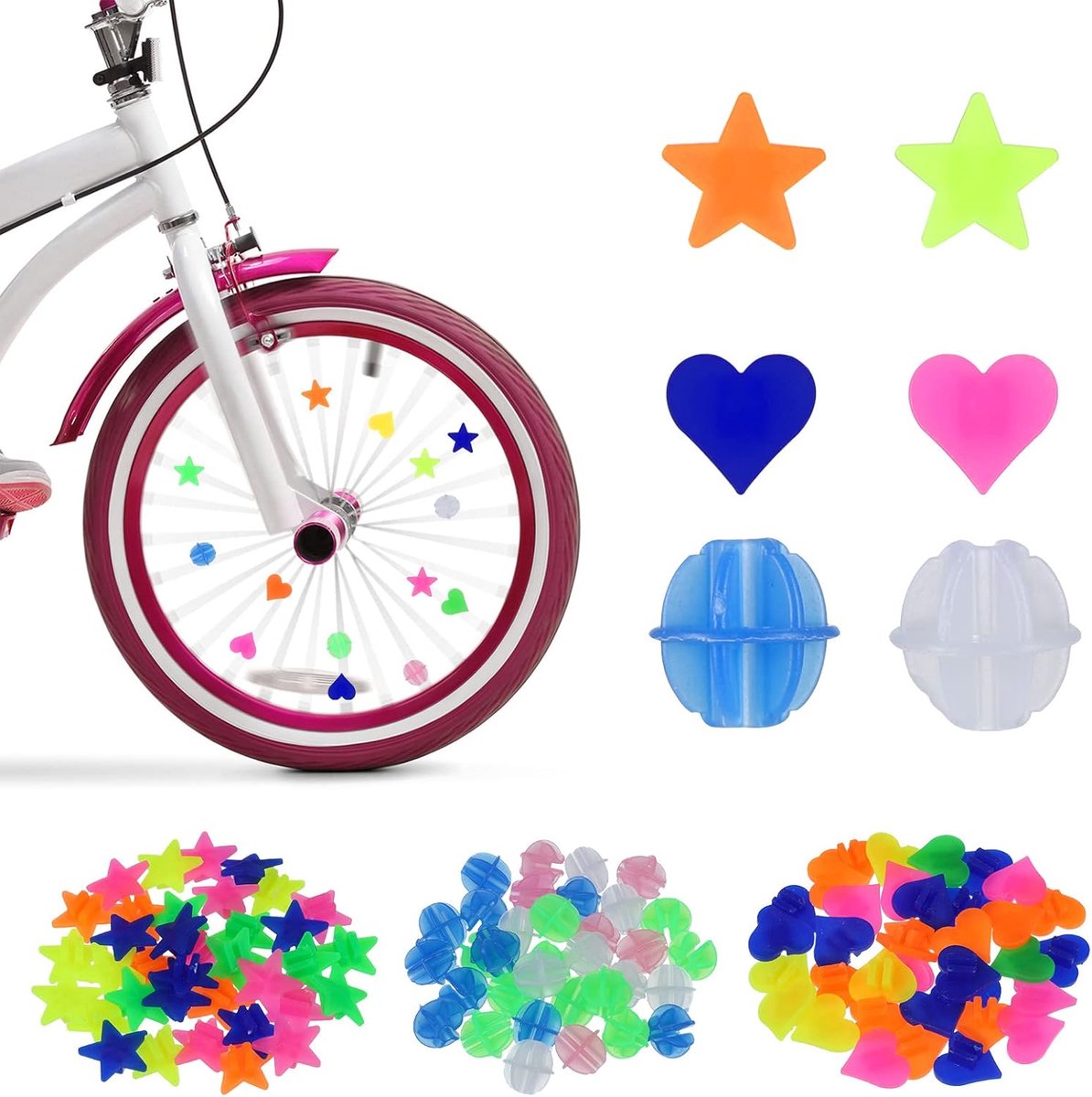 210 Stuks Kleurrijke Fietsspaak Kralen - Reflecterende Fietsdecoratie voor Kinderen - Veilige en Leuke Fietsaccessoires